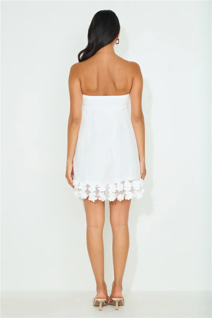 Giving All Of Me Strapless Tulle Mini Dress White