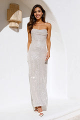 Finest Words Maxi Dress Beige Sequin