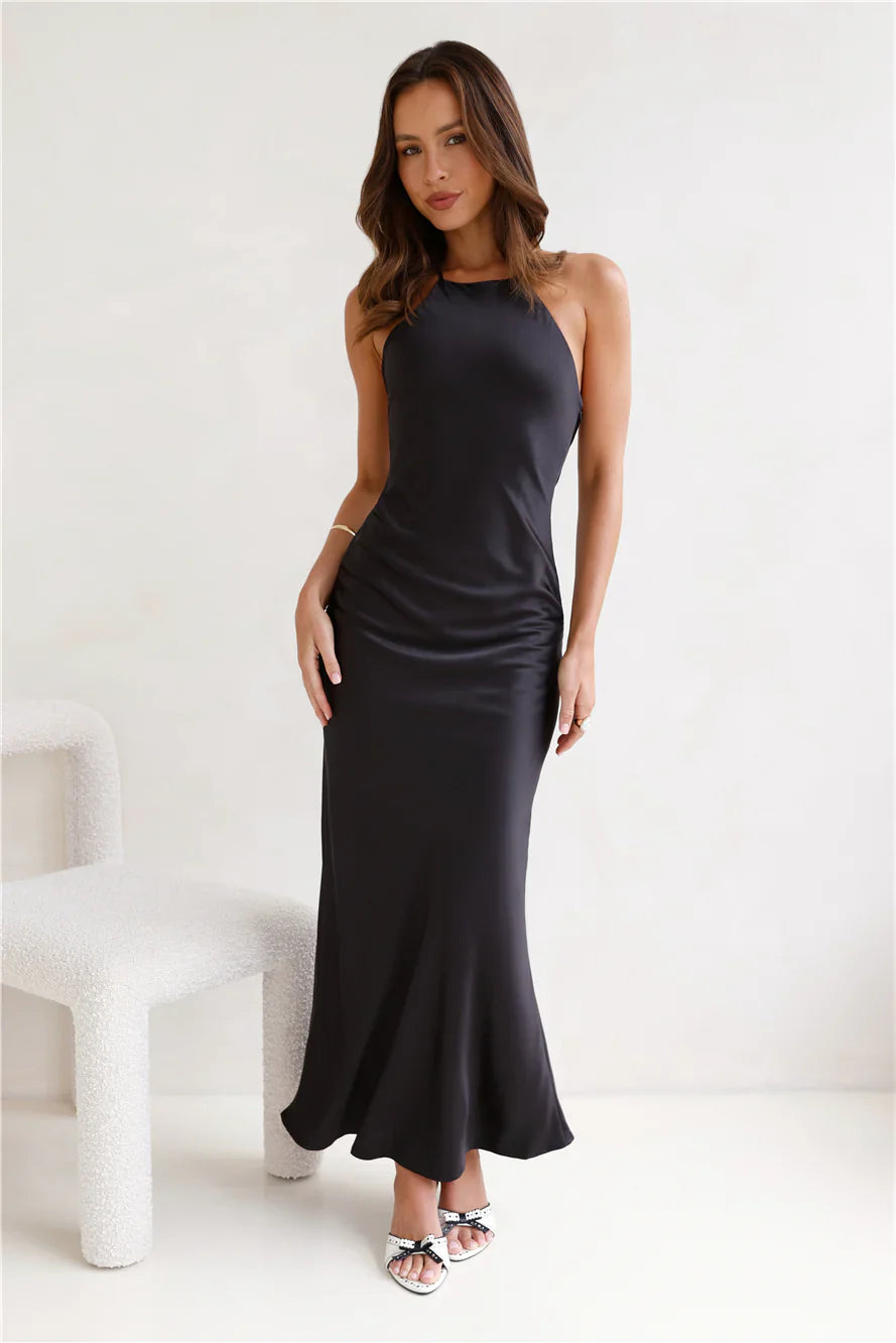 How We Started Satin Maxi Dress Black