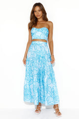 Swirls Surrounding Me Maxi Skirt Blue