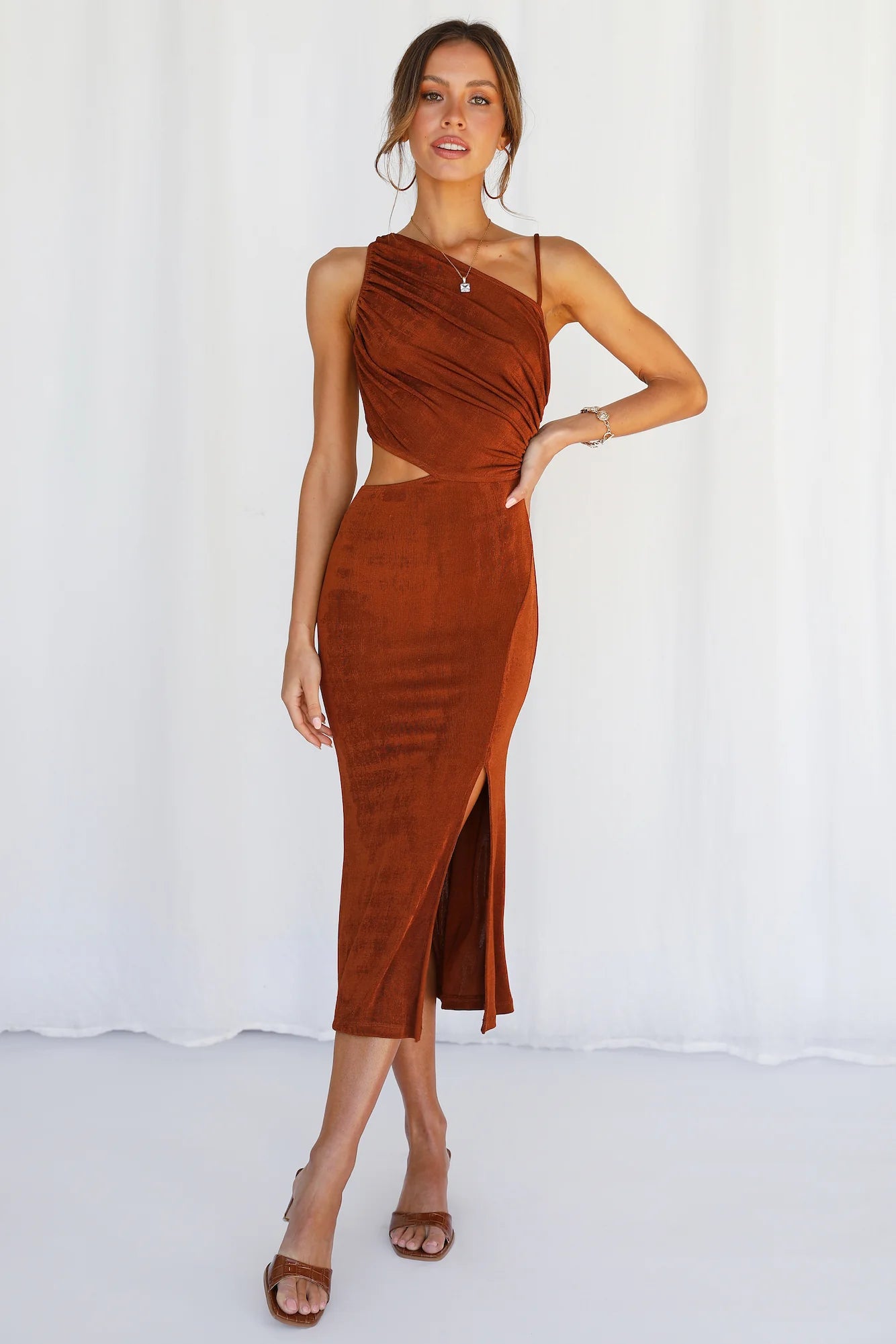 Block It Out Midi Dress Rust