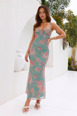 Best Wishes For You Mesh Maxi Dress Green