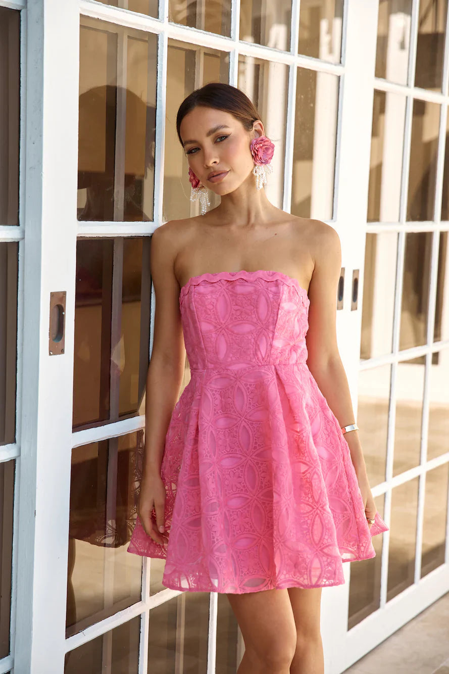 The Sisterhood Strapless Mini Dress Hot Pink