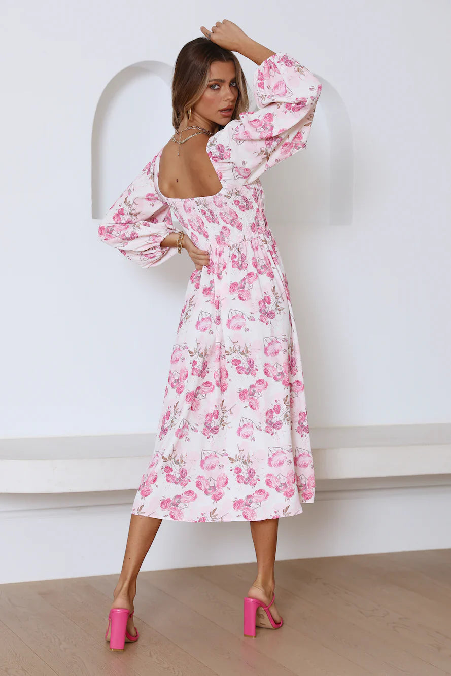 Gal Having Fun Midi Dress Pink