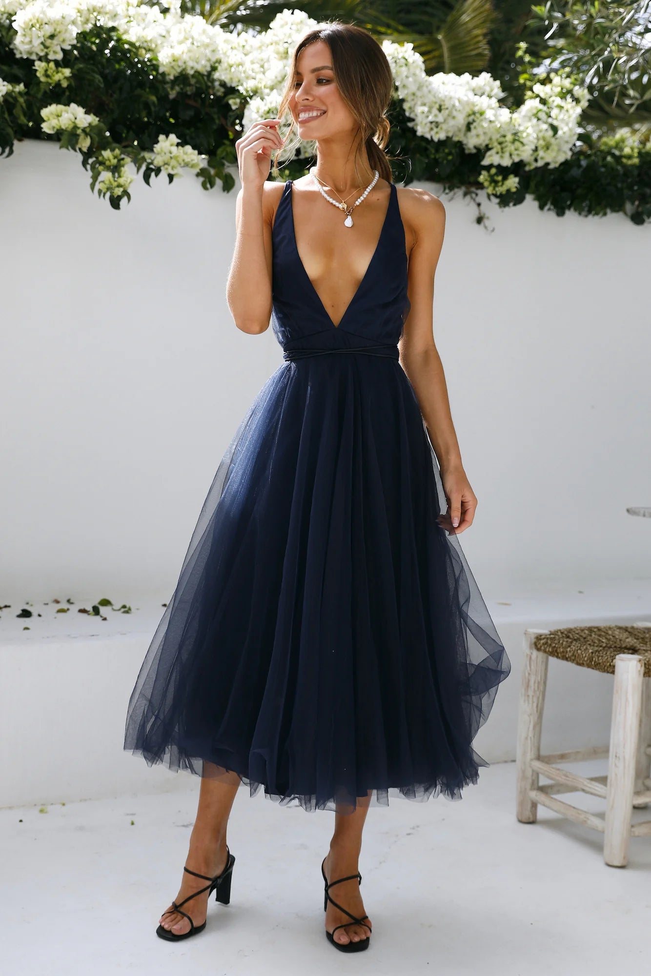 Summer Cinderella Midi Dress Navy