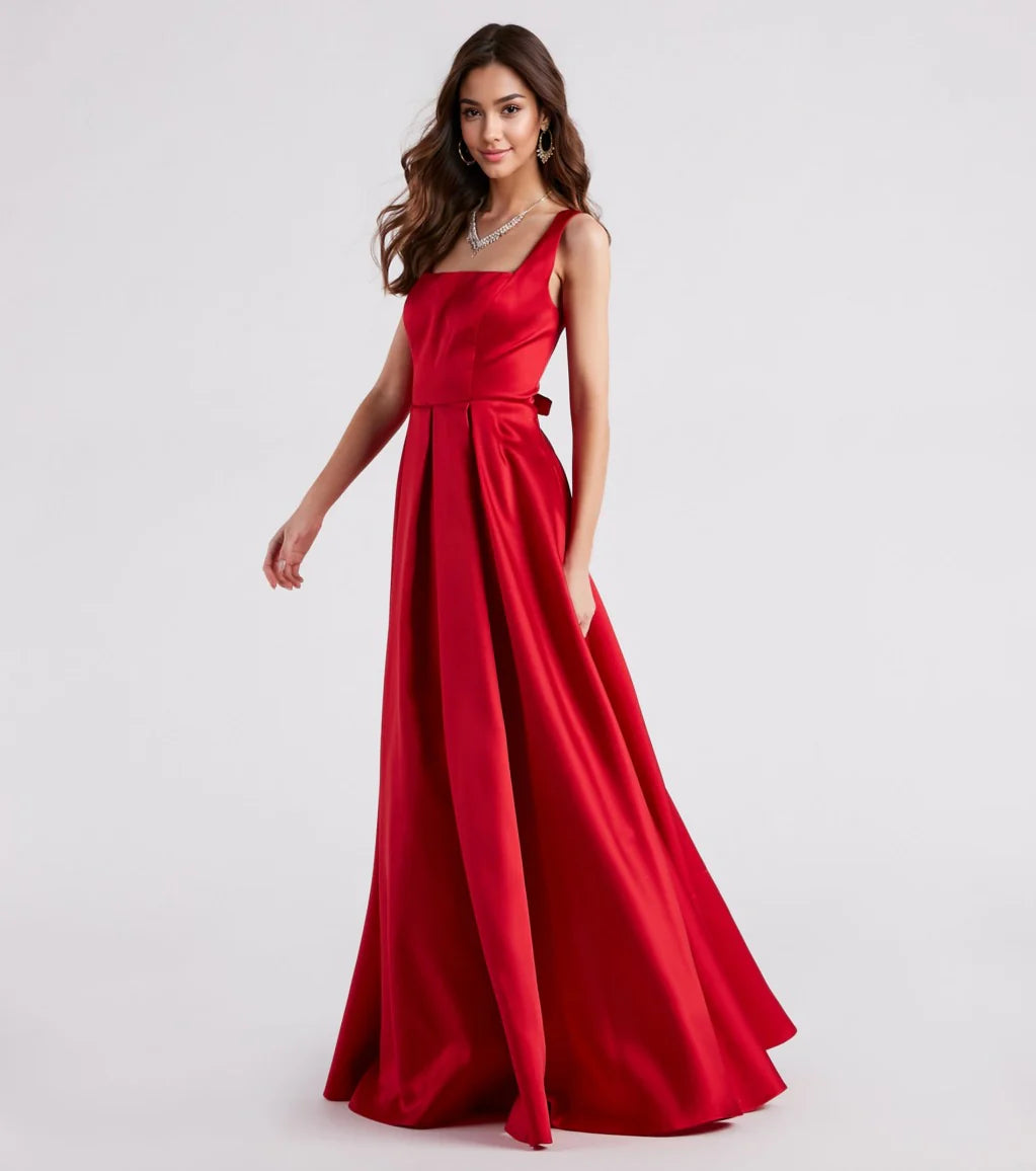 Kristine Satin Lace-Up A-Line Ball Gown