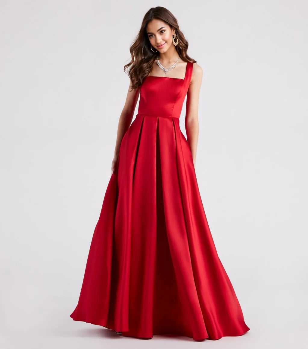 Kristine Satin Lace-Up A-Line Ball Gown