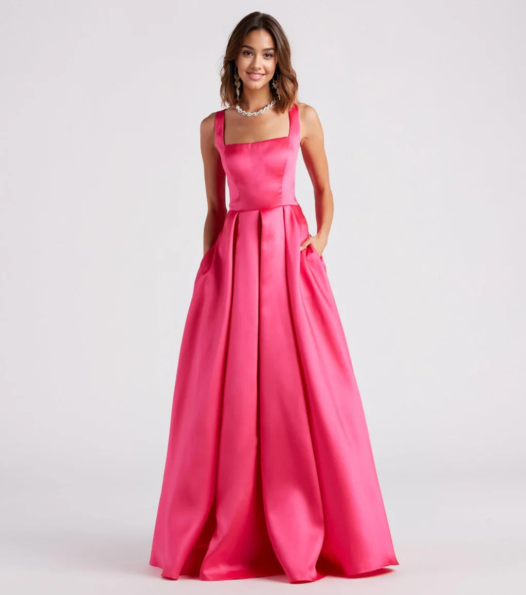 Kristine Satin Lace-Up A-Line Ball Gown