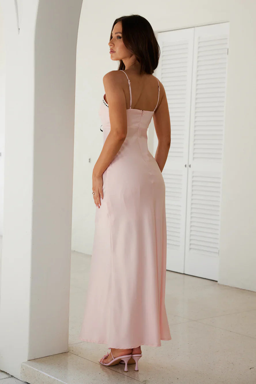 Night Hour Satin Maxi Dress Pink