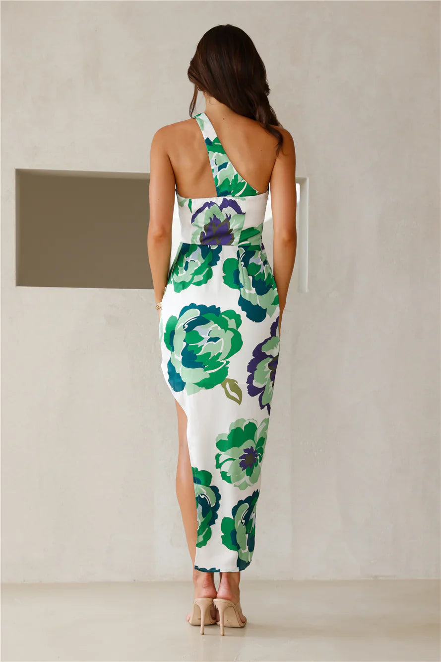 Adorabelle One Shoulder Midi Dress Green