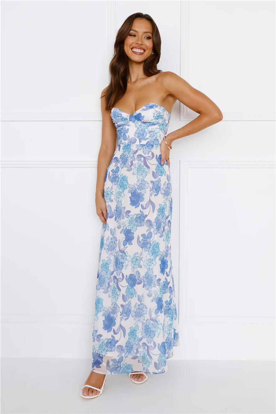 Possessive Power Strapless Maxi Dress Blue