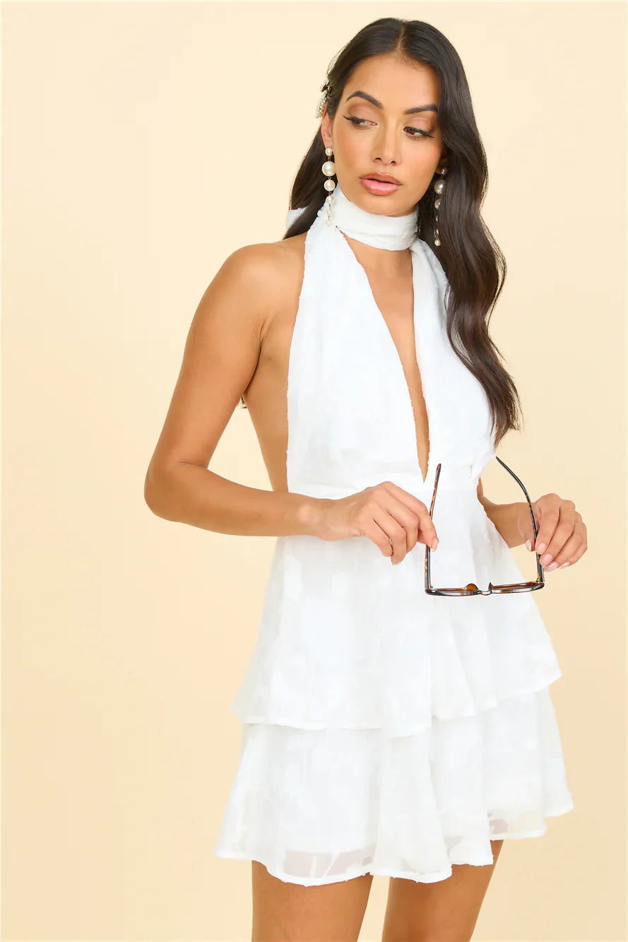 Pretty Perfect Halter Mini Dress White