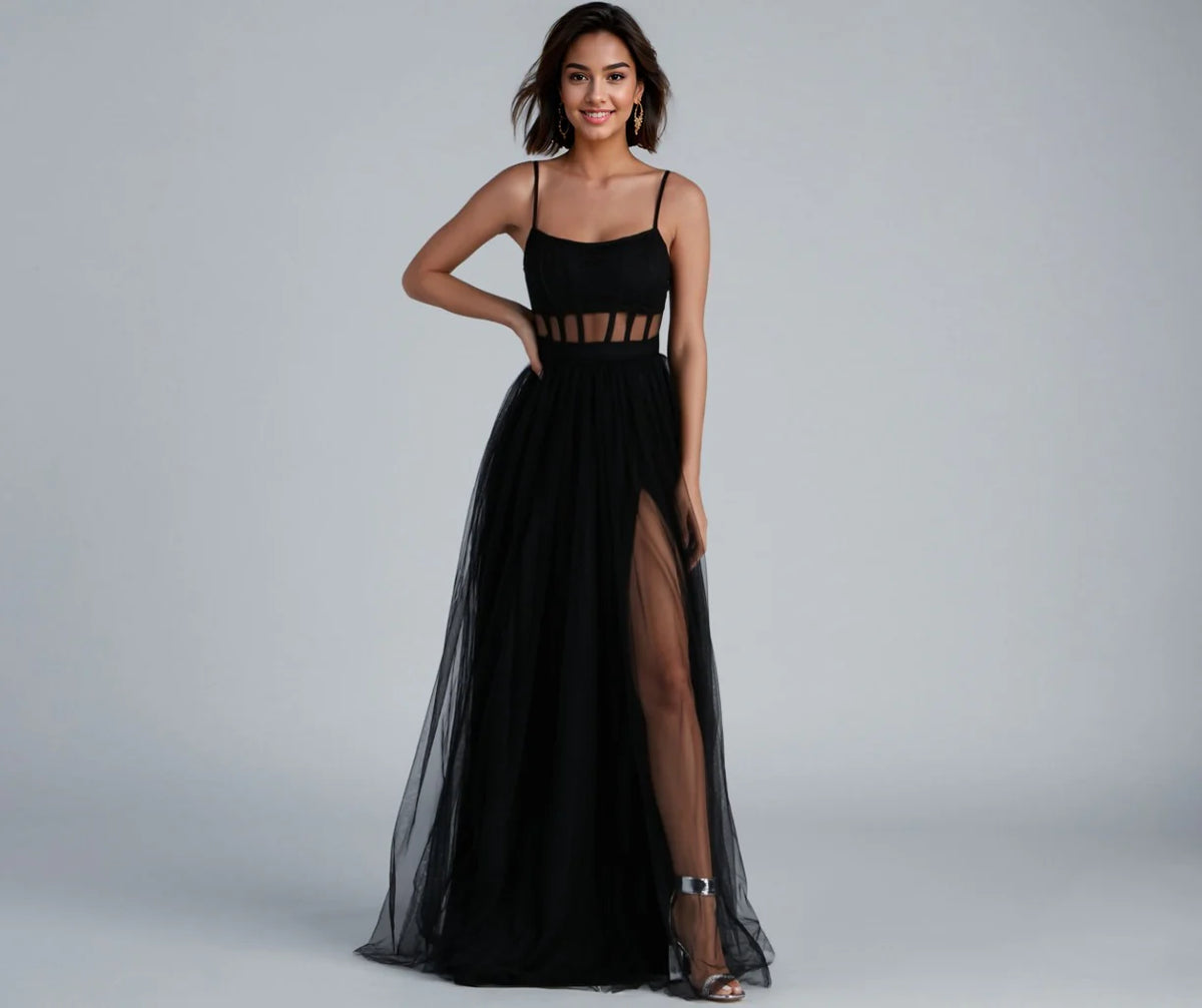 Kim Mesh Corset Tulle Formal Dress