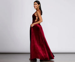 Dakota Velvet Lace Up Evening Gown