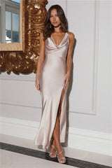 Timeless Love Satin Maxi Dress Champagne