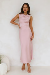 Together As One Satin Maxi Dress Pink